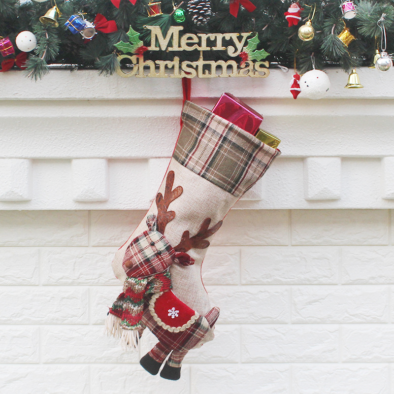 Christmas Socks Gift Bags Decorated Christmas Tree Ornaments Santa Claus Christmas Snowman Elk Socks Christmas Stockings